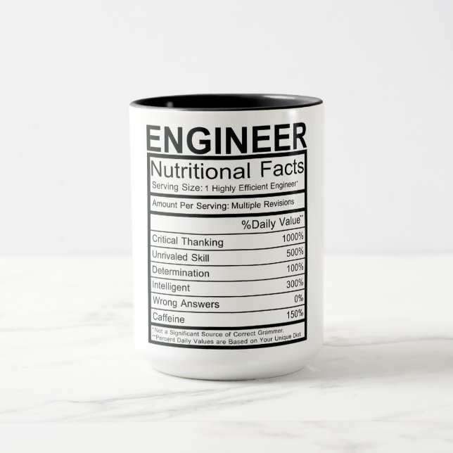 Tasse Ernährungsfakte des Ingenieurs (Zentrum)