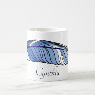 Tasse - Feder und Name in der Blues