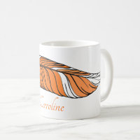 Tasse - Feder und Name in Orangen