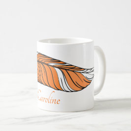 Tasse - Feder und Name in Orangen