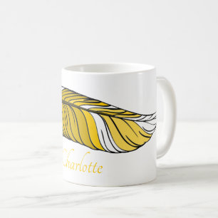 Tasse - Feder und Name in Yellows