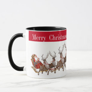 Tasse Frohe Weihnachten und Schlitten