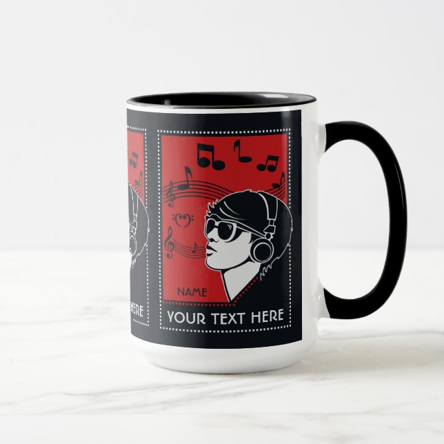 Tasse für benutzerdefinierte Text-Art-Deco-Musik (Rechts)