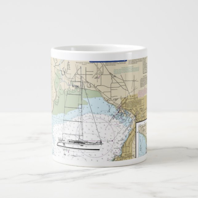 Tasse für das Coffee Sailboat mit Seekarte (Vorderseite)