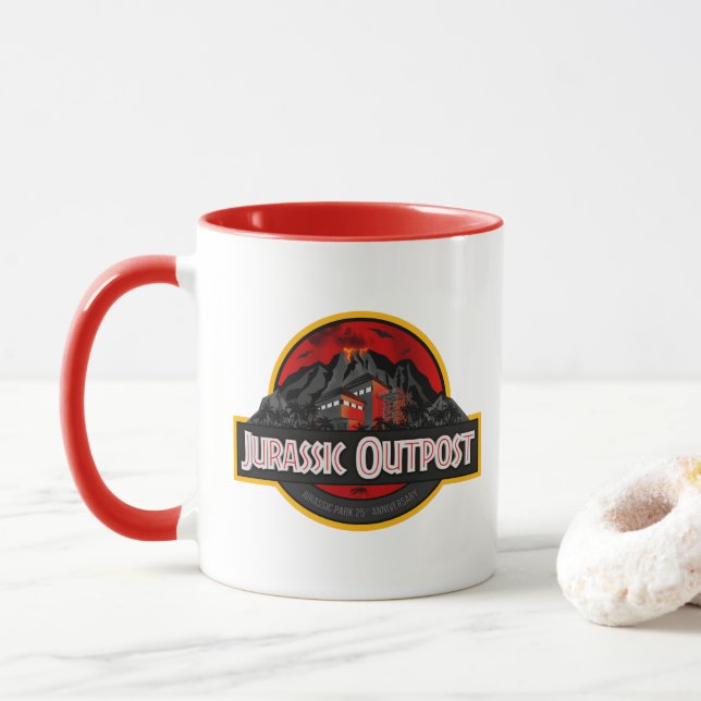 Tasse für das klassische Jurassic-Outpost-Logo (Mit Donut)
