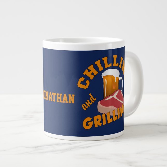 Tasse für den individuelle Name und das Grillen (Vorderseite Rechts)