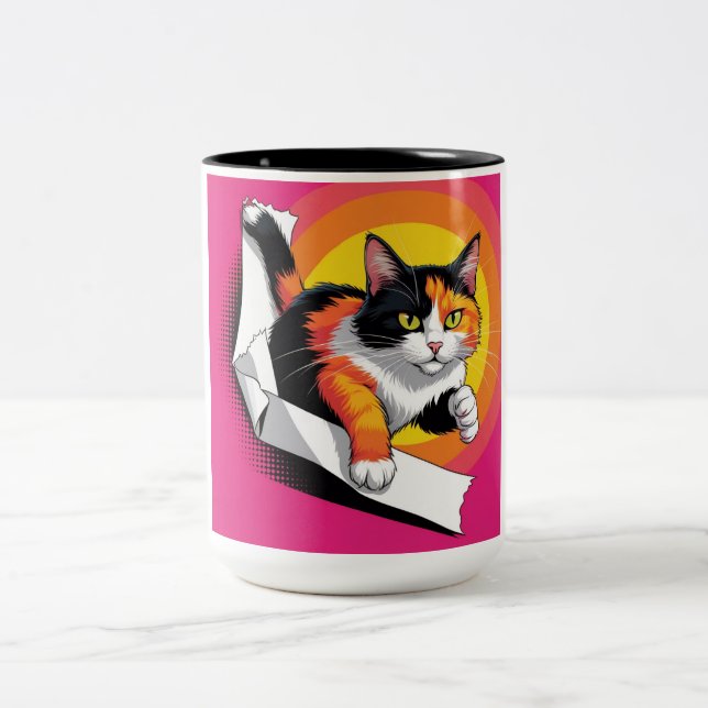 Tasse für den Kaffee in Schwarz und Orange (Mittel)