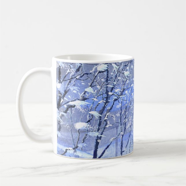 Tasse für die Aquarellmalerei im Winterwald (Links)