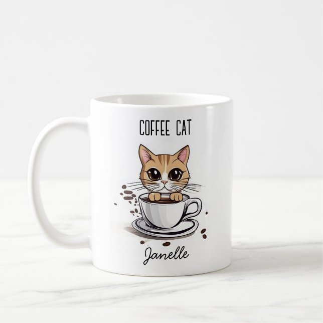 Tasse für die personalisierte Kaffeekatze (Links)