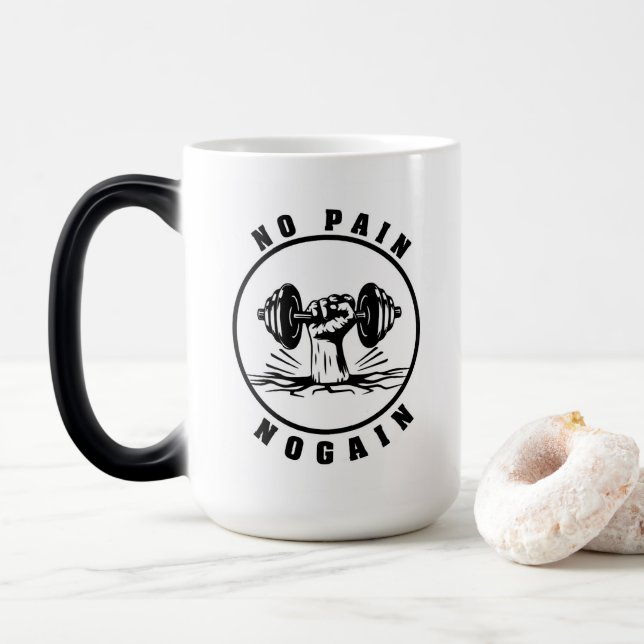Tasse für Fitness-Liebhaber "No Pain, No Gain" Zit (Mit Donut)