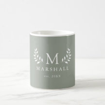 Tasse für grüne, moderne florale Monogramm-Familie