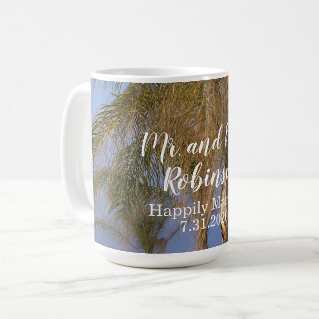 Tasse für Hochzeit von Palm Trees (Vorderseite Links)