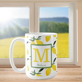 Tasse für hübsche Lemon Muster Monogramm Name