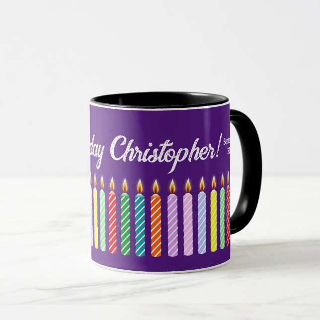 Tasse für individuelle Namen Happy Birthday Lit Ca (VorderseiteRechts)