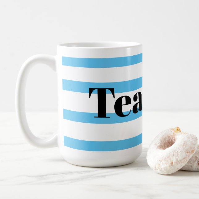 Tasse für klassischen Tee - Blue Hoops (Mit Donut)