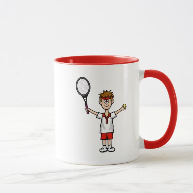 Tasse für männliche Tennis-Spieler mit hellbraunem (Rechts)
