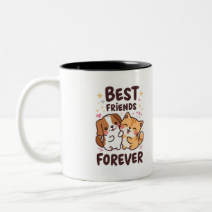 Tasse für niedliche Cartoon - Kawaii Dog & Cat - F