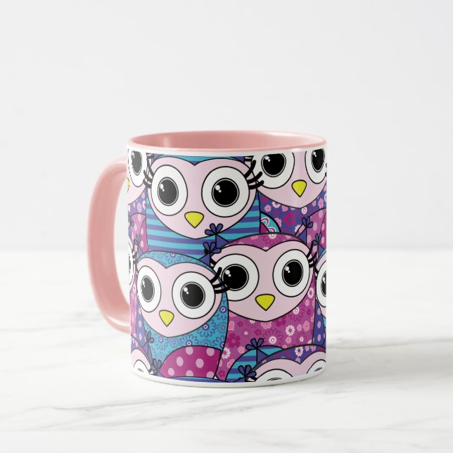 Tasse für niedliches Owl-Muster (Vorderseite Links)