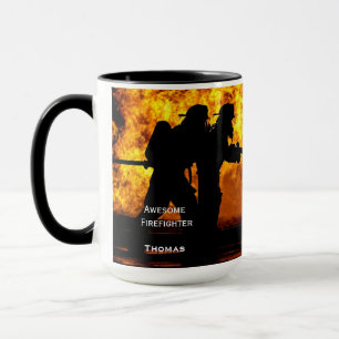 Tasse für personalisierte Feuerwehrfeuerflames