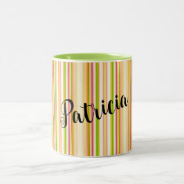 Tasse für personalisierte orange grüne Streifen