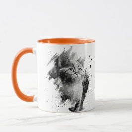 Tasse für Schwarz-Weiß-Malerei Katzenkatze anpassb