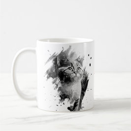 Tasse für Schwarz-Weiß-Malerei Katzenkatze anpassb