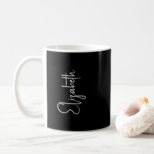 Tasse für Schwarz-weißen Kaffee Name Elegant (Mit Donut)