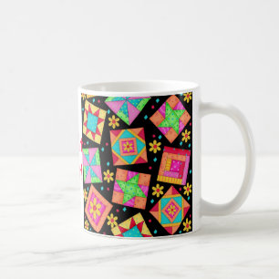 Tasse für schwarze Patchwork-Quilt-Blöcke