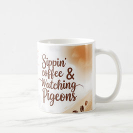 Tasse für Sippin-Kaffee und Watching-Tauben