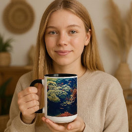 Tasse für tropische Fische und farbenfrohe Koralle