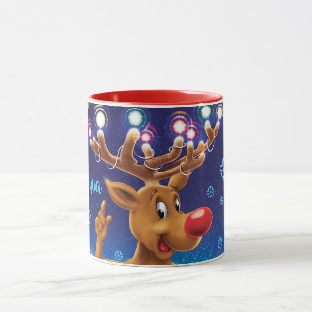 Tasse für Weihnachtskaffee , Rudolph & Lights (Zentrum)