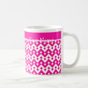 Tasse für Weißkaffee, Candy Pink Geometric