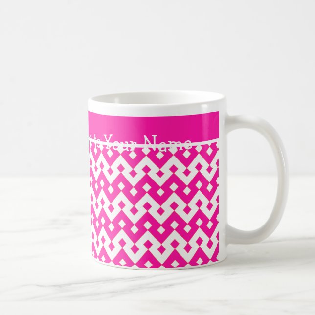 Tasse für Weißkaffee, Candy Pink Geometric (Rechts)