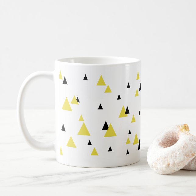 Tasse Gelb und Schwarz Geometrisch (Mit Donut)