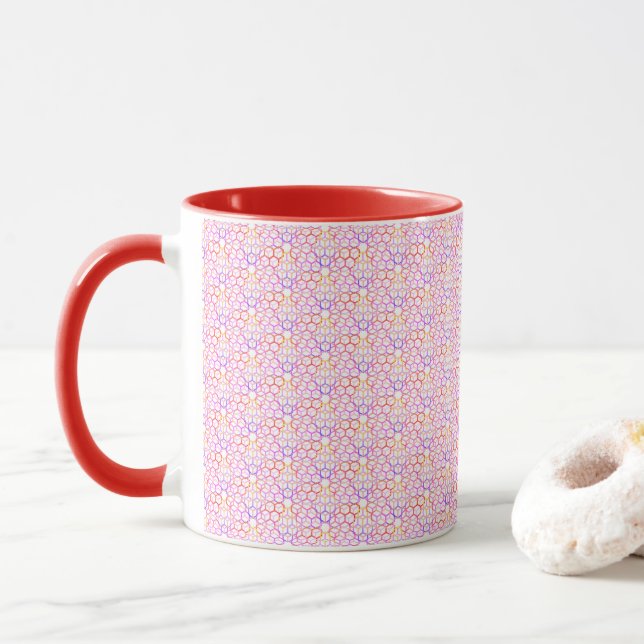 Tasse geometrischer Hot Colors (Mit Donut)