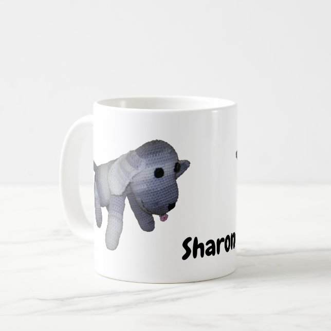 Tasse - gestreifte Hundoll mit Name (Vorderseite Links)