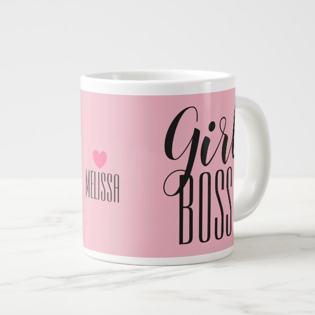 Tasse Girl Boss Personalisierter Name Herz Rosa (Vorderseite Rechts)