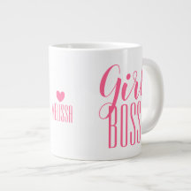 Tasse Girl Boss Personalisierter Name Herz Rosa
