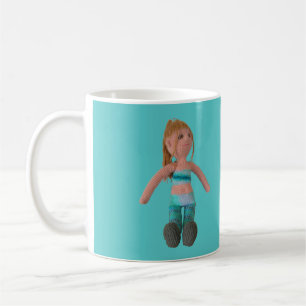 Tasse - Girl Doll on Aqua Hintergrund