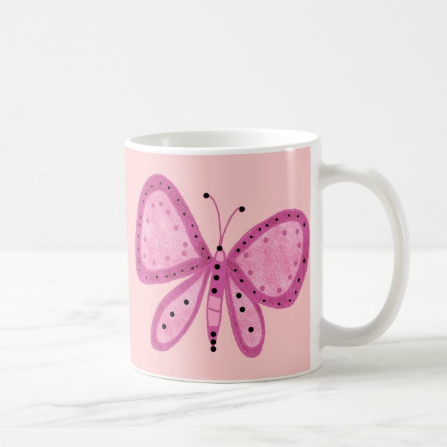 Tasse Girls Kid's rosa Lila 2 Schmetterlinge (Rechts)