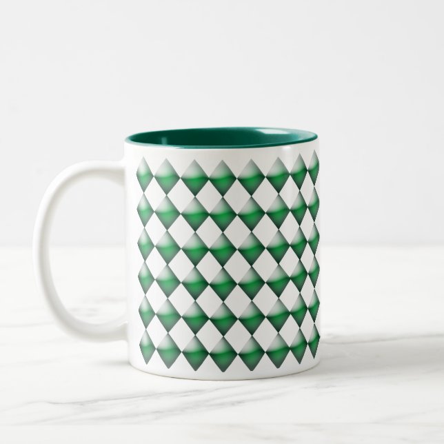 Tasse - Grüne 3D-Diamanten (Links)