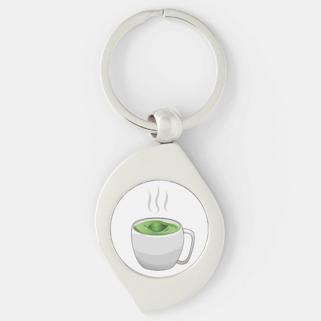 Tasse grüner Tee Schlüsselanhänger (Vorderseite)