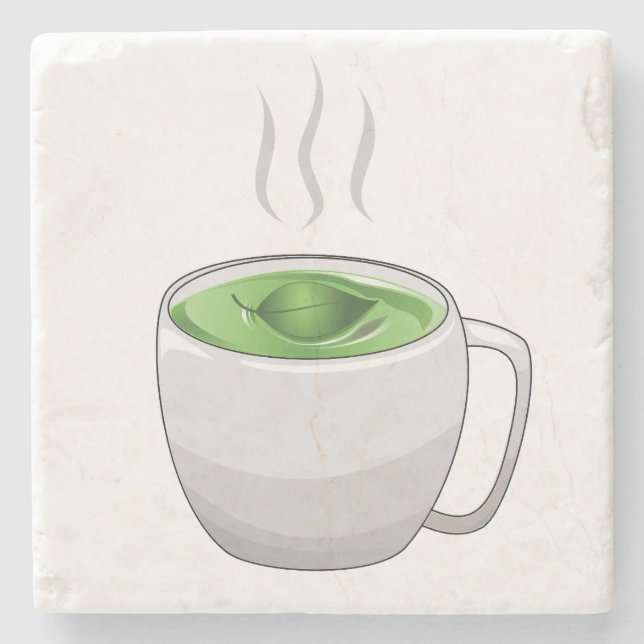 Tasse grüner Tee Steinuntersetzer (Vorderseite)