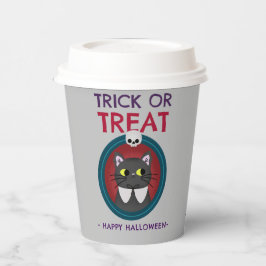 Tasse Halloween-Party, Katze im Portrait Pappbecher