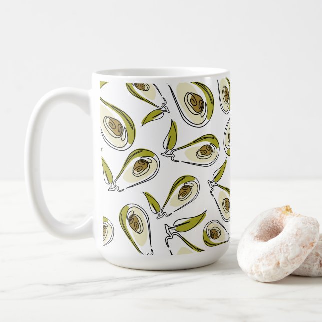 Tasse hat einen niedlichen Avocado. (Mit Donut)