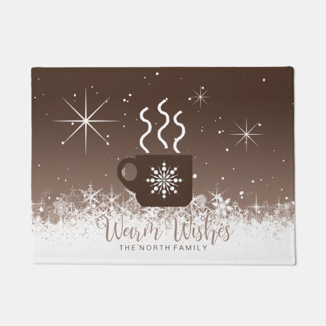 Tasse Heißes Getränk mit Schneebräse ID595 Fußmatte (Vorderseite)