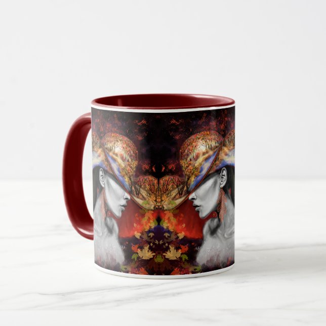 Tasse Herbstdame - Malerei (Vorderseite Links)