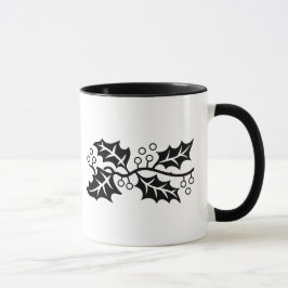 Tasse - Holly-Blätter in Schwarz und Weiß