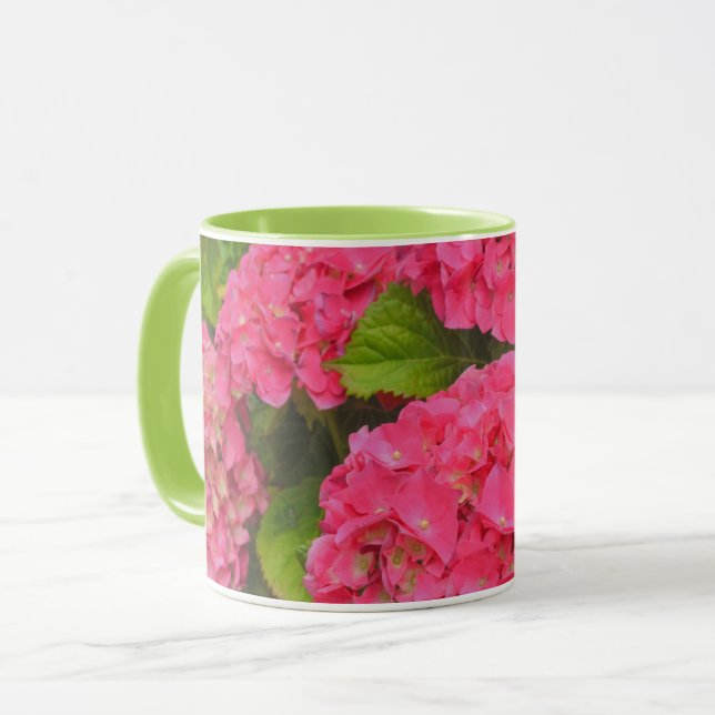 Tasse hübsch Pink Hydrangea Blume Garden (Vorderseite Links)