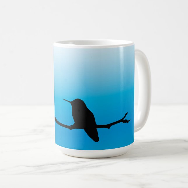 Tasse - Hummingbird-Silhouette auf blau (VorderseiteRechts)
